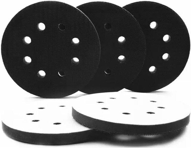 5-teiliges Set aus 125-mm-Schaumstoff-Zwischenpads mit 8 Löchern für runde und 125-mm-Polierscheiben sowie Schwamm-Zwisc...