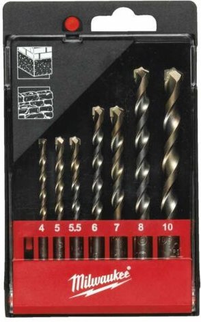 Set von 7 Betonbohrern DIN 8039 MILWAUKEE Ø4/5/6/7/8/9/10 mm - 4932480158