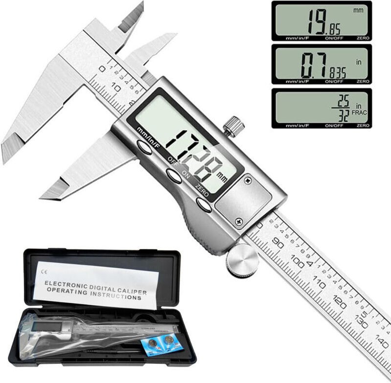 150-mm-Digitalmessschieber aus Edelstahl, präzise Einstellung, Umrechnung Zoll/Metrisch