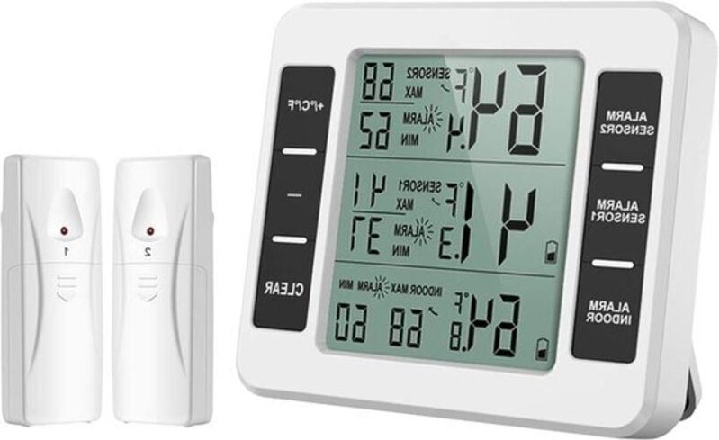 Kabelloses Thermometer mit akustischem Alarm – 2 Sensoren – Min/Max-Anzeige
