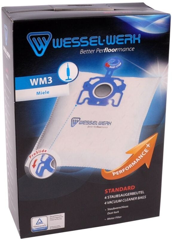 Wessel Werk - 4 x WM3 = Swirl M52 Staubsaugerbeutel für Miele mit Staubverschluss + Motorfilter
