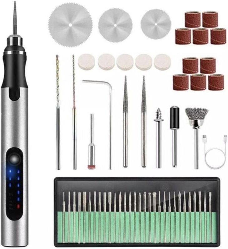 Elektrischer Gravierstift, einstellbare Geschwindigkeit, wiederaufladbares, kabelloses Profi-Gravierwerkzeug, 58-teilige...