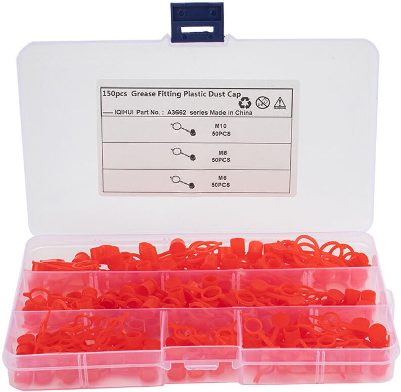 150 Stück Schmiernippelkappen, M6, M8, M10, Staubkappen für Bremsentlüftungsschrauben, Schmiernippel-Set mit Aufbewahrun...