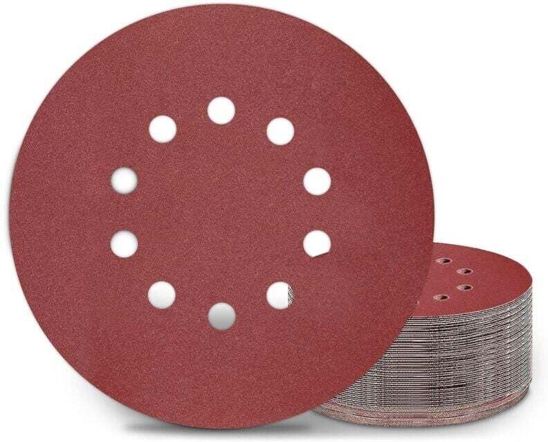 225-mm-Schleifscheiben, 25 runde Schleifpads der Körnung P180 mit 10 Löchern, für Langhalsschleifer, Trockenbauschleifer...