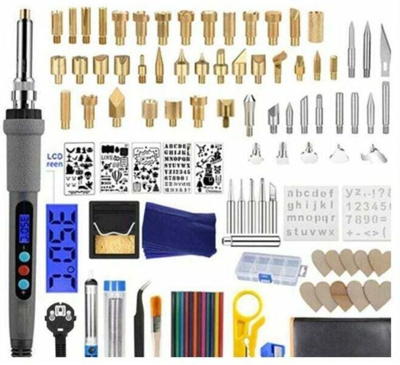 109-teiliges Holzpyrographie-Set, Holzgravurwerkzeug, einstellbare Temperatur mit Buntstifthalter für Kork, Ledergravur,...