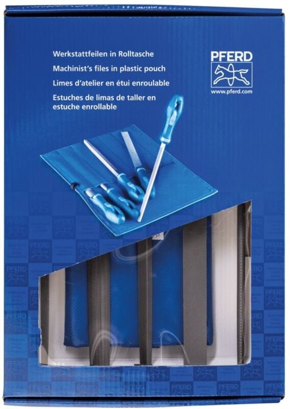 Werkstattfeilen-Set wru 5-tlg. in Rolltasche 250mm Hieb 2 universell zum Schruppen und Schlichten - Pferd