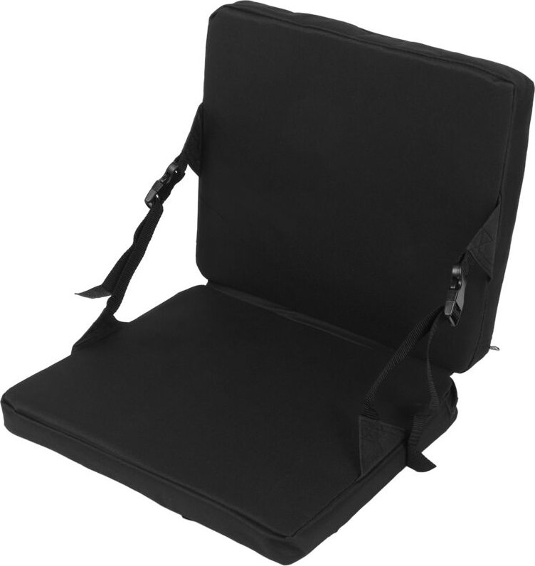 Klappbarer Outdoor-Stuhl mit schwarzem Kissen, Reißverschlusstasche, Tragegriff und verstellbarer Bodenplatte für Stadie...