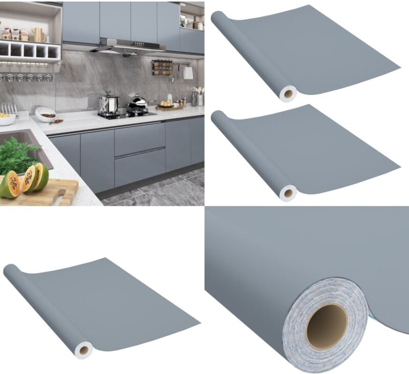 Möbelfolien Selbstklebend 2 Stk. Grau 500x90 cm pvc - Möbelfolie - Möbelfolien - Home & Living - Grau