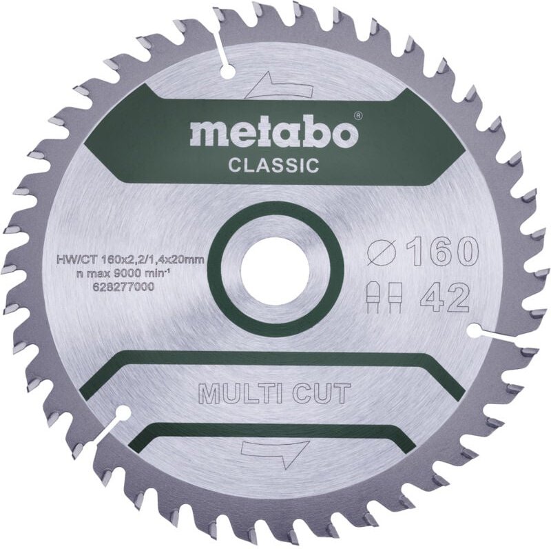 Metabo - Kreissägeblatt Multi Material 160x20mm 42 fz/tz 10° Tauch- Handkreissägen