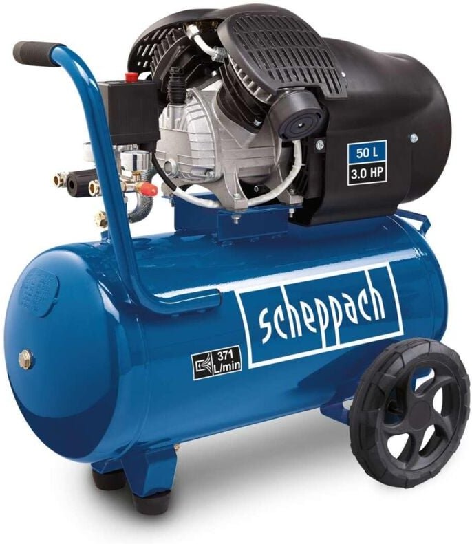 Kompressor 50lt oelgefuellt 10bar 3.0HP 371lt/min Scheppach hc500