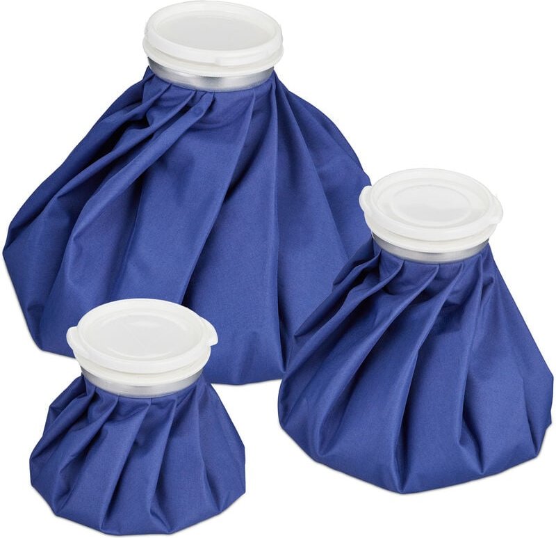 Relaxdays - Eisbeutel zum Kühlen, 3 Kühlpads, Warm- & Kaltanwendung, auslaufsicher, wiederverwendbar, elastisch, blau