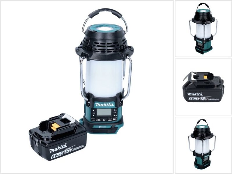 Makita DMR 056 T1 Akku Radio 18 V FM DAB+ mit Laterne 360° Taschenlampe IP65 + 1x Akku 5,0 Ah - ohne Ladegerät