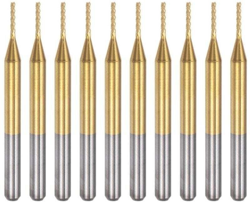 Titanhartmetall-Gravierfräser, 10 Stück, CNC-Fräser für Leiterplattenmaschinen, 0,9 mm Schaft, Titanbeschichtung