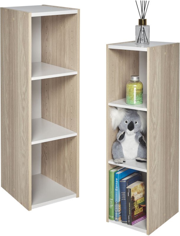 Iris Ohyama, Bücherregal mit drei Regalen, Set aus 2 Akzentmöbeln, UB-9025, hellbraun