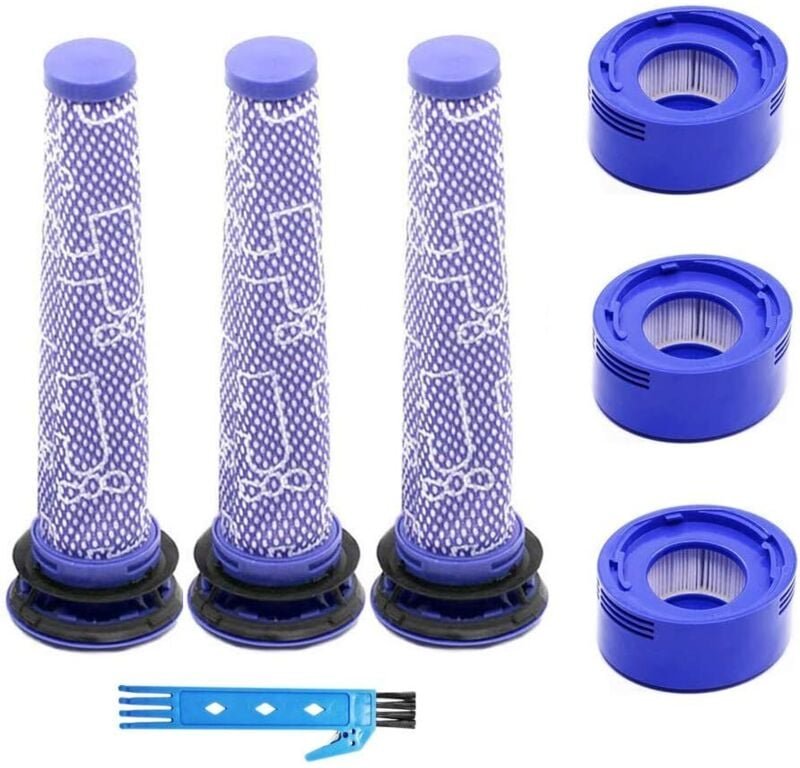 3 Vorfilter und 3 Nachmotor-HEPA-Filter für Dyson V7 V8 Staubsauger, Ersatz-Vorfilterteil