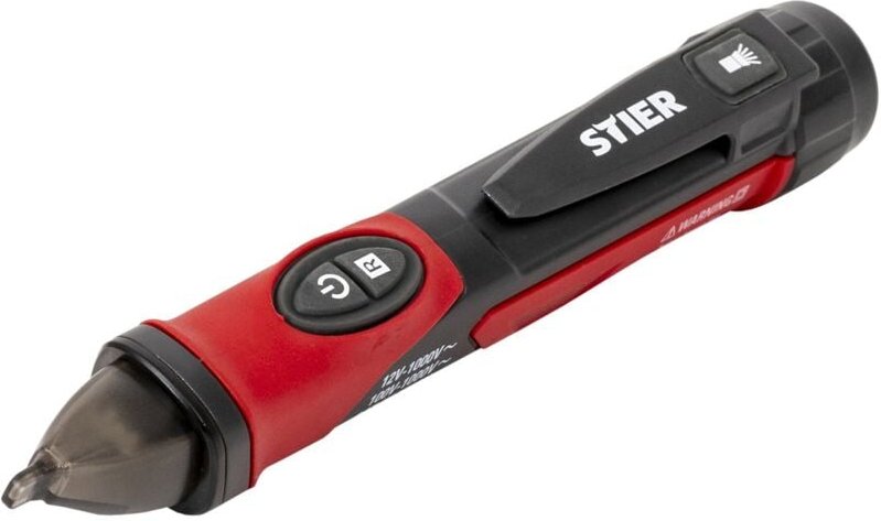 STIER berührungsloser Spannungsprüfer, 12 bis 1000V AC, IP67, mit Taschenlampe, Phasenprüfer, energieeffizient