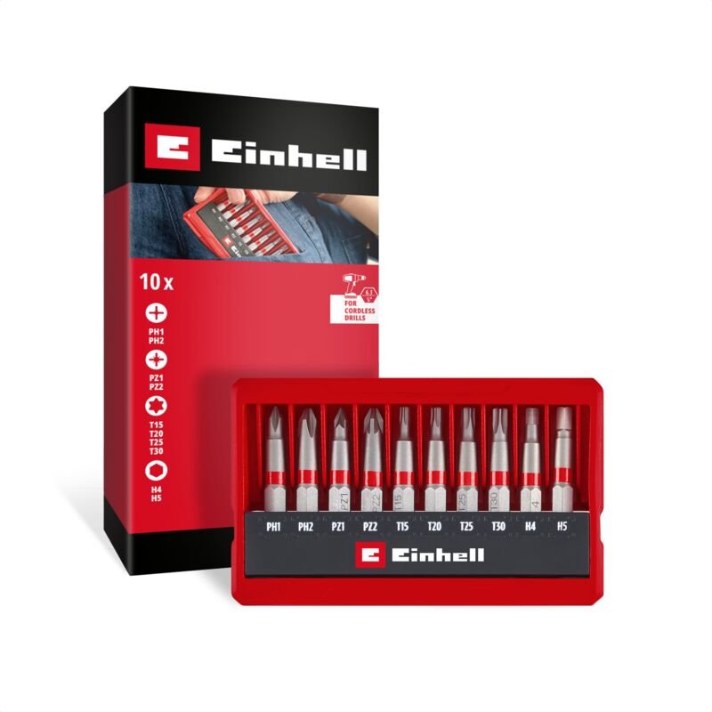 Bit Taschenbox 10tlg 118643 Bit-Set torx, ph, pz, Innen-Sechskant - Einhell
