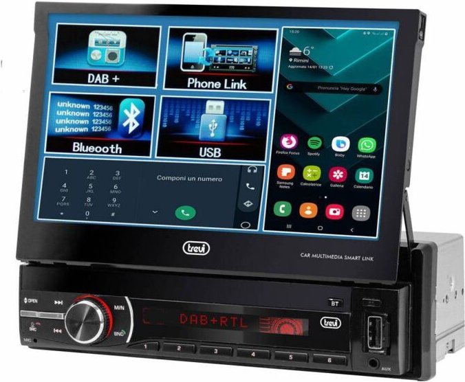 Mdv 6380 Dab Car Video System de 7' Touchscreen de mit Bluetooth, Schwarz - Trevi