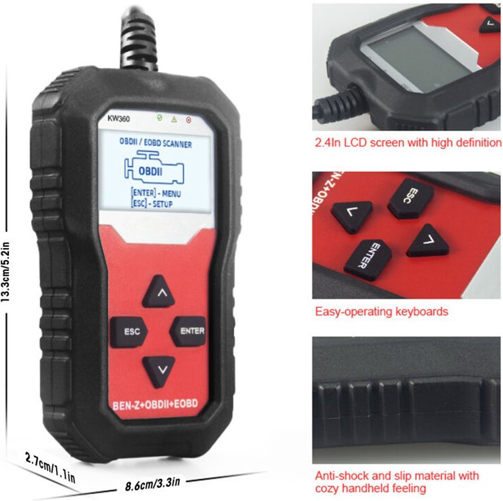 ZDETGU Komplettes Kfz-Diagnosegerät, ABS-Bremssysteme-Scanner, angepasst an die deutsche Version (Englisch).