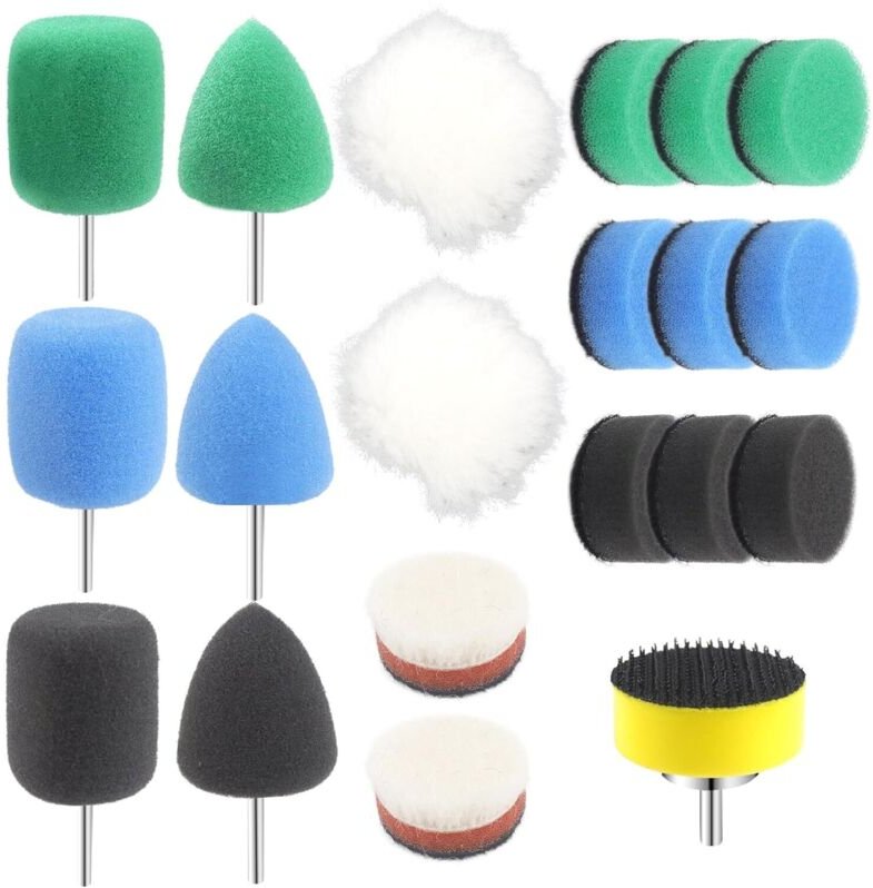 Polierschwamm Set 25mm Mini Polierpads 20 Stück Mini Polieraufsatz Akkuschrauber Detail Polierset Polierschwamm mit Schw...