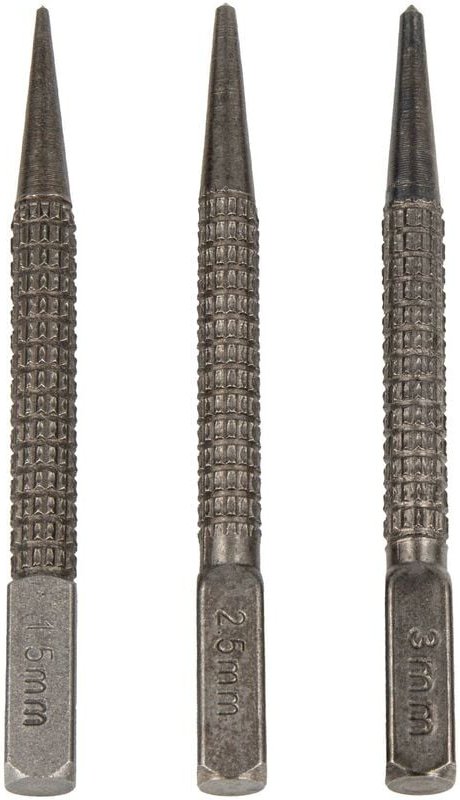 Körner-Set 1,5 - 2,5 - 3 mm x 100 mm, gehärteter Carbon-Stahl - Masterproof Professional