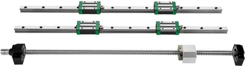 Mophorn Linearführungsschiene, 2 Stück HGR20–1700 mm + 1 Stück RM1605–1700 mm Kugelumlaufspindel mit BF12/BK12-Kit, quad...