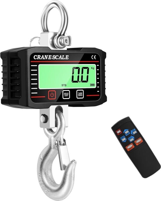 Elektronische Hängewaage bis 2000 kg, industrielle digitale Kranwaage mit Fernbedienung und LCD-Bildschirm, hochpräzise ...