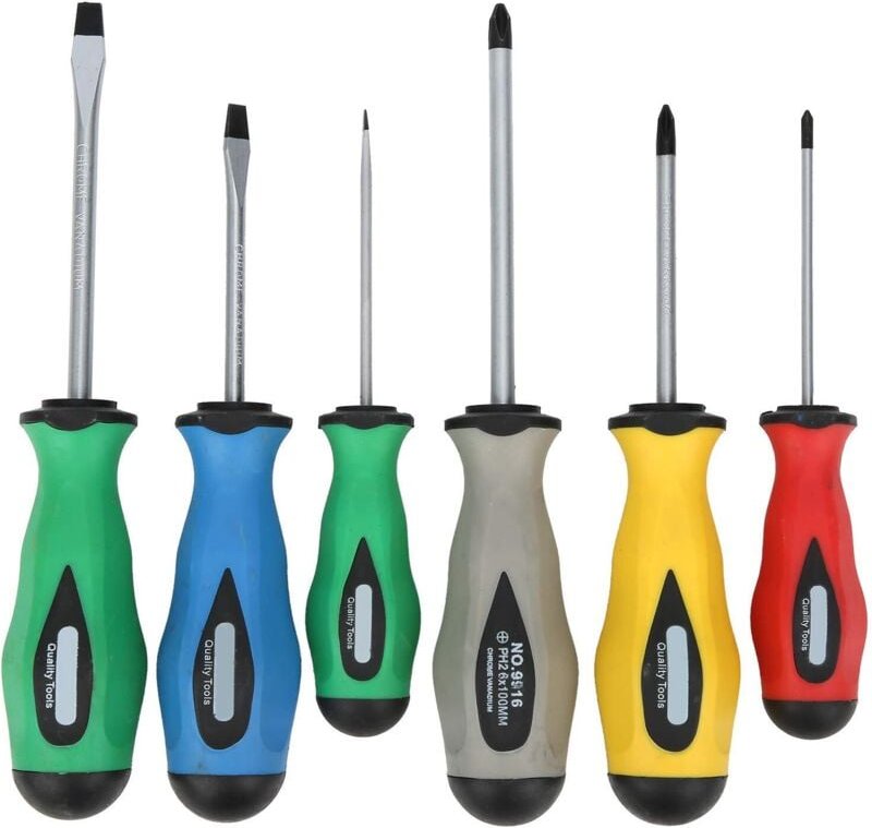 6-teiliges Service-Schraubendreher-Set aus legiertem Stahl, 3 Kreuzschlitzschraubendreher, 3 Schlitzschraubendreher, mit...