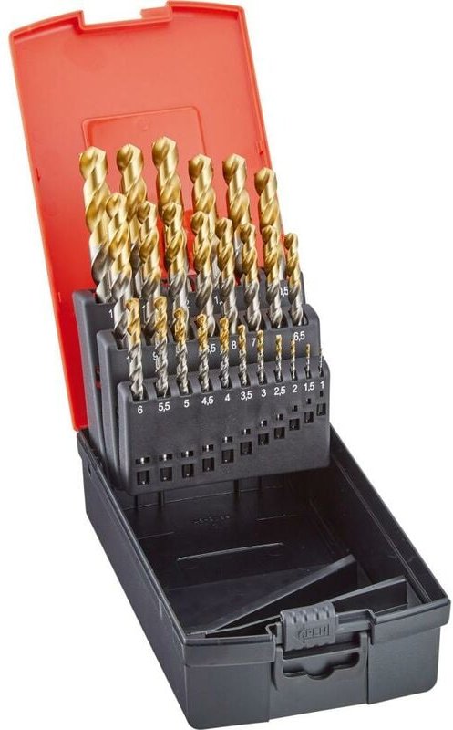 Format - Spiralbohrer-Set DIN338 hss TiN-TIP 1,0-10,0mm um 0,5mm steigend 19-teilig