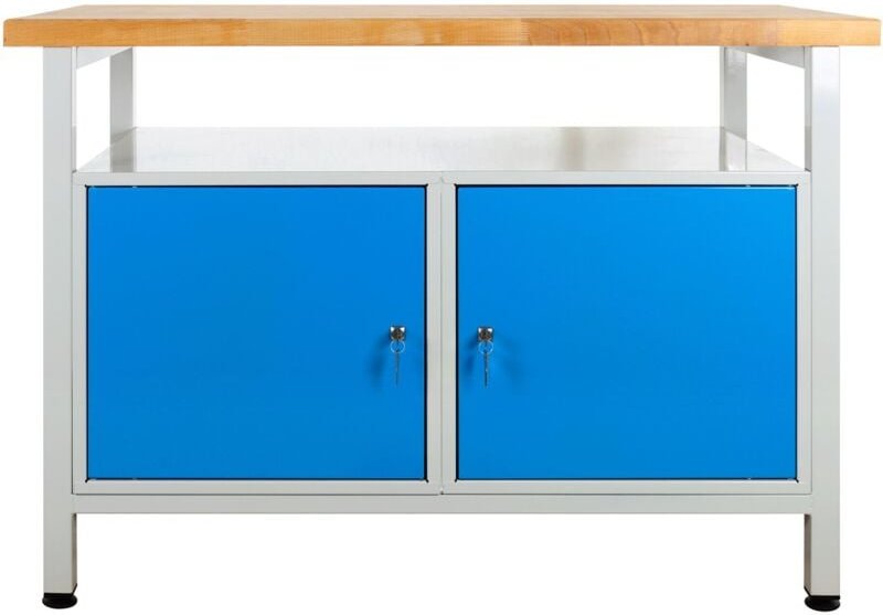 Werkbank 1200x600x840mm Werktisch Arbeitstisch Metall Packtisch 2 Türen - ADB