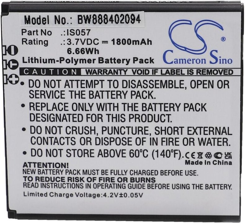 Vhbw - Akku kompatibel mit Pax D200, D200T, IS275, Mini, myPOS D200 Barcodescanner pos (1800mAh, 3,7V, Li-Polymer)