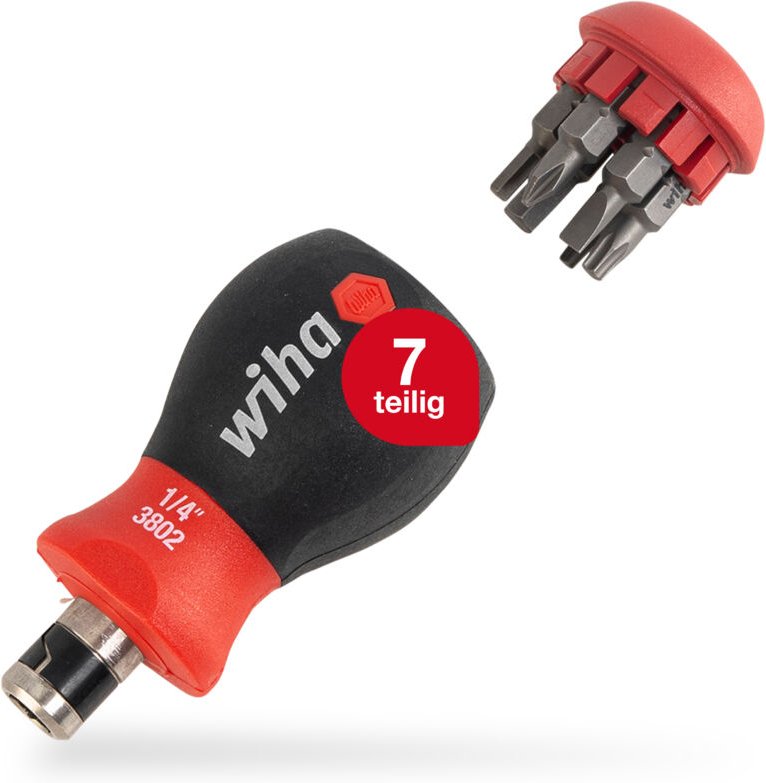 Wiha - Schraubendreher mit Bit Magazin Stubby gemischt mit 7 Doppelbits (43613)