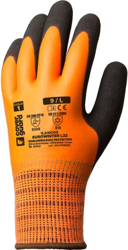 Set aus 5 - EUROWINTER L22 gefütterte Acryl-Doppelschicht-Latex-Handschuhe Größe 8