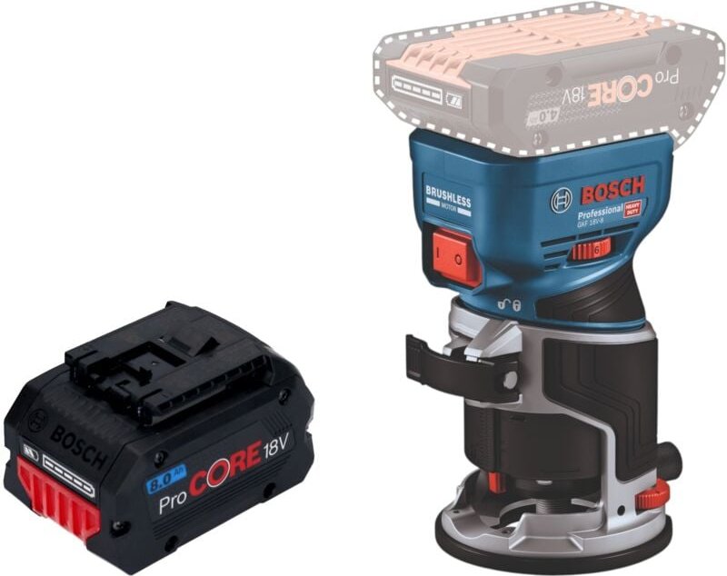 Bosch Professional - Bosch gkf 18V-8 Professional Akku Kantenfräse 18 v 8,0 mm Brushless + 1x ProCORE Akku 8,0 Ah - ohne...
