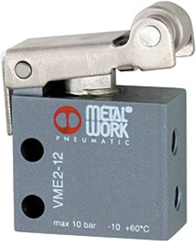 3/2-Wege-Miniaturventil, mechanisch, Rollenhebel, no, M5 seitlich - Riegler