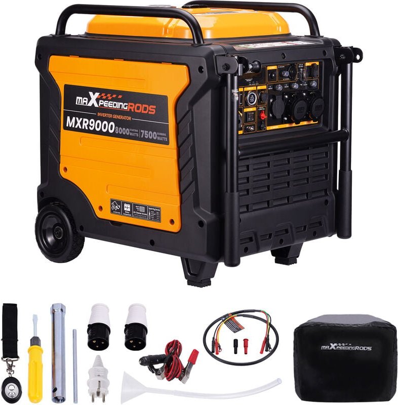 8000W Inverter Stromerzeuger Notstromaggregat Benzin Aggregat Generator 8000W Ausgestattet mit ATS-Schnittstelle + Stahl...