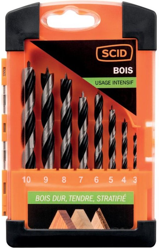 Set aus 8 Holzbohrern mit 3 Spitzen - Scid