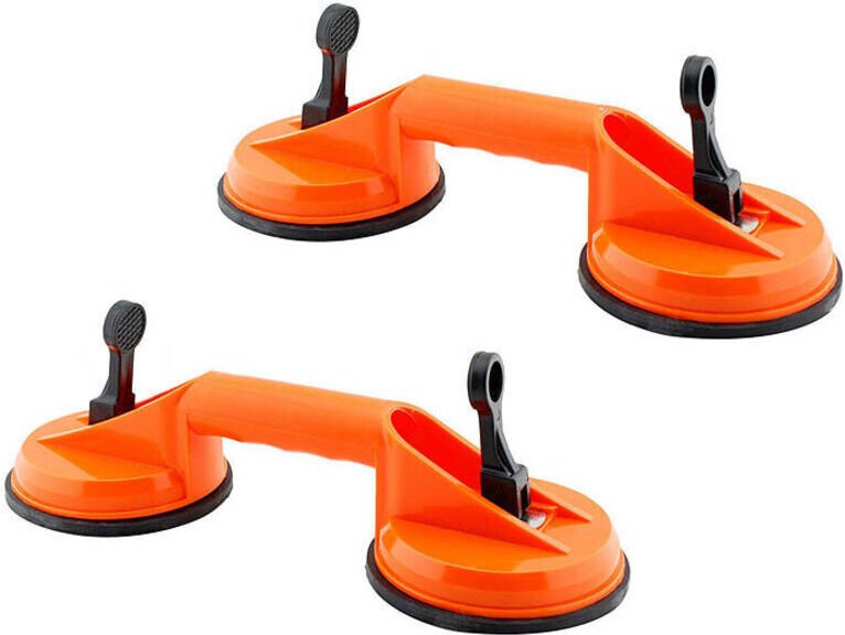 Fliesenhalter mit Saugnapf, 2 Stück, 2 x 100 kg Tragkraft, Doppelsaugnapf für Transportwagen, ergonomische und rutschfes...