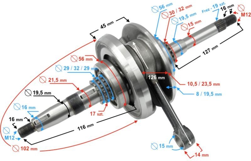 Kurbelwelle SCOOTER 125 4T HORIZONTAL AIR INJECTION HURRICANE 5