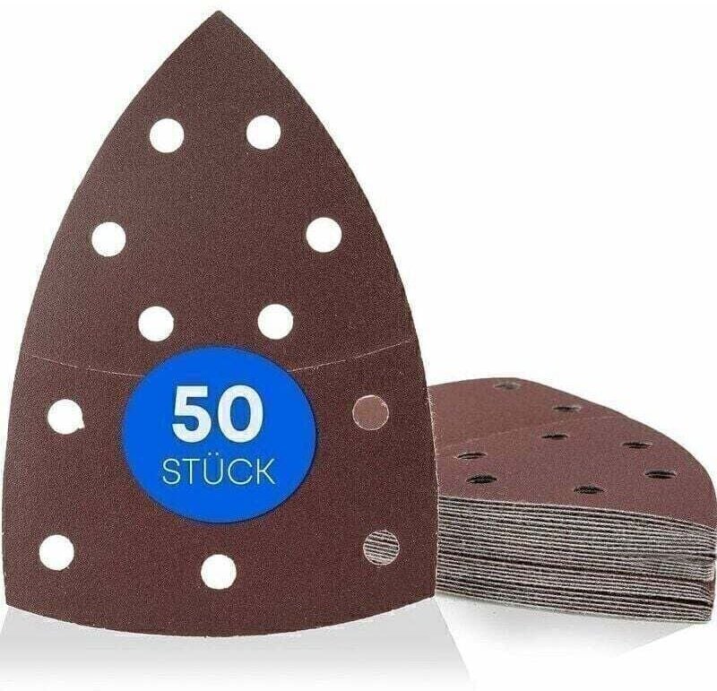 Dreieckige Schleifscheiben, 11 Löcher, 105 x 152 mm, Körnung 120, 50 Stück, für Mehrzweckschleifer/Schleifpapier/dreieck...