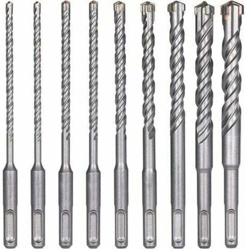 Forets à béton de qualité supérieure - Jeu de 9 forets électriques SDS-Plus, adaptés au béton, à la brique et à la pierr...