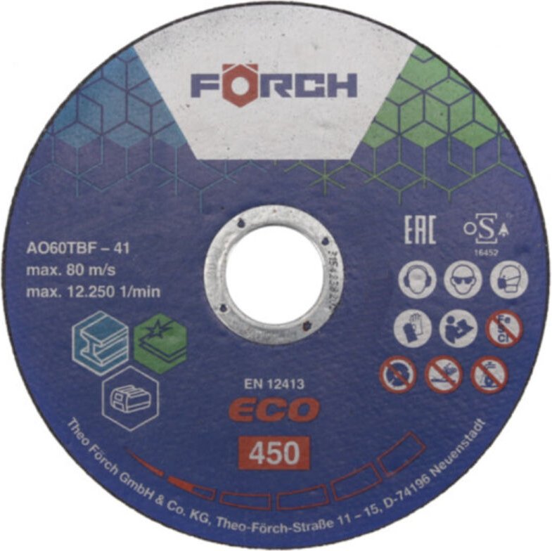Edelstahl-Trennscheibe ECO 450 FORCH - 1,6x125 mm