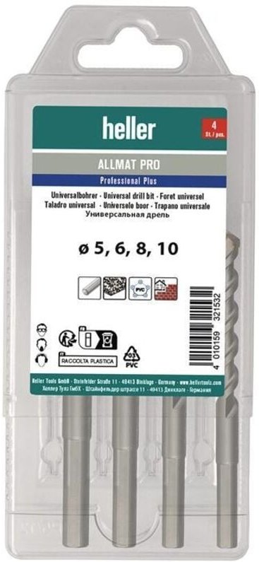 Universalbohrer-Satz ALLMAT PRO 4-teilig 5/6/8/10 mm Dreikantschaft