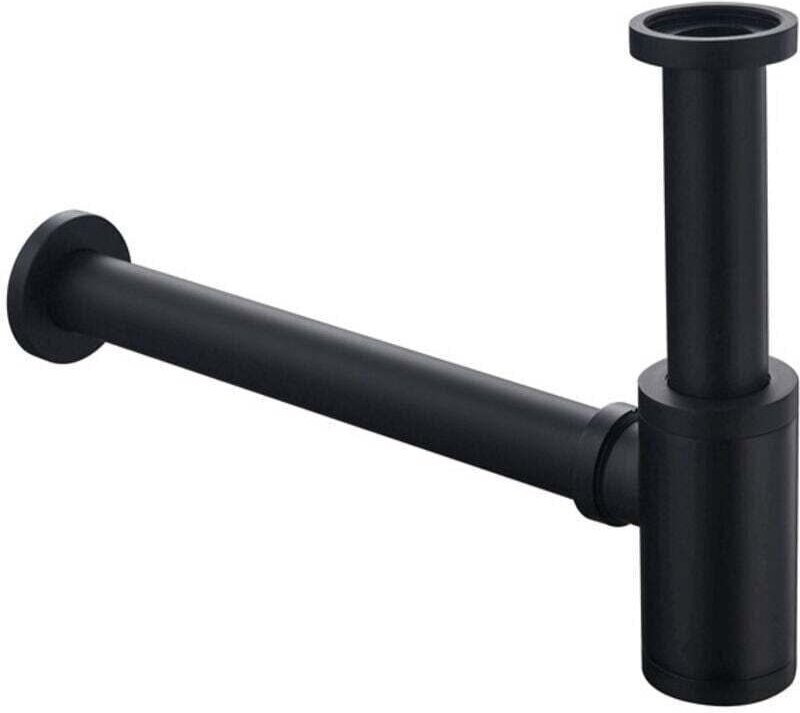 Schwarzer Siphon 1 1/4" x Ø 32 mm - Universell verstellbarer Chrom-Geruchsverschluss - Geruchsverschluss für Waschbecken