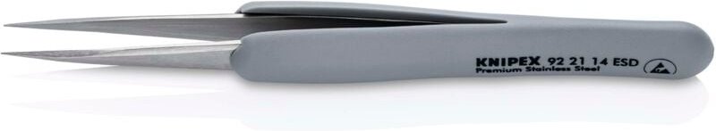 Knipex - Präzisionspinzette mit gummiertem Griff esd 130 mm, Art.Nr. 92 21 14 esd