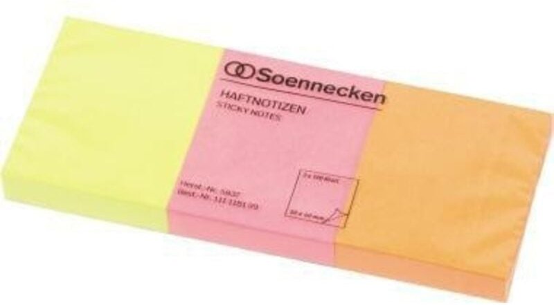 Haftnotiz 40 x 50 mm (b x h) neonfarben 100 Bl./Block 3 Block/Pack.