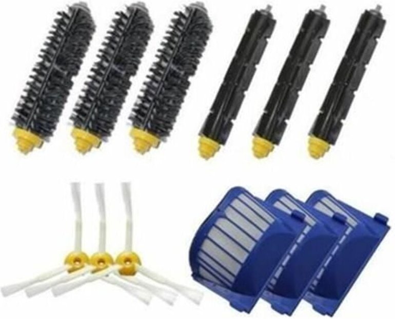 Set bestehend aus 3 Paar Saugbürsten + 3 Filterschutzhüllen + 3 Seitenbürsten für iRobot Roomba 600 Serie (595 620 630 6...