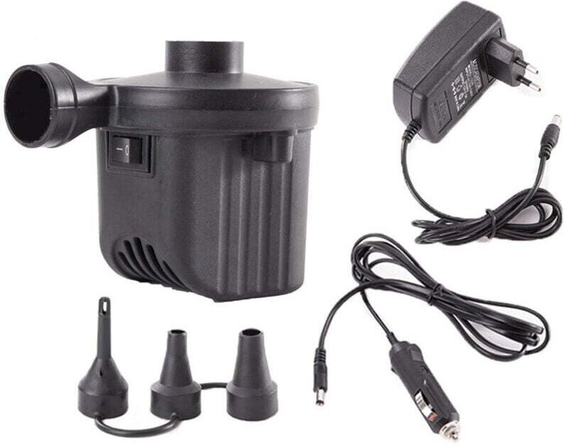 Tragbare elektrische 2-in-1-Luftpumpe für Zuhause und Auto, schnelles Aufpumpen und Ablassen der Luft, 3 Düsen, ideal fü...