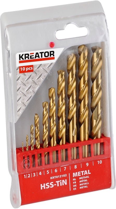 Kreator - Wald Metall hss Titan x10 Set mit 10 HSS-Tin Bohrern