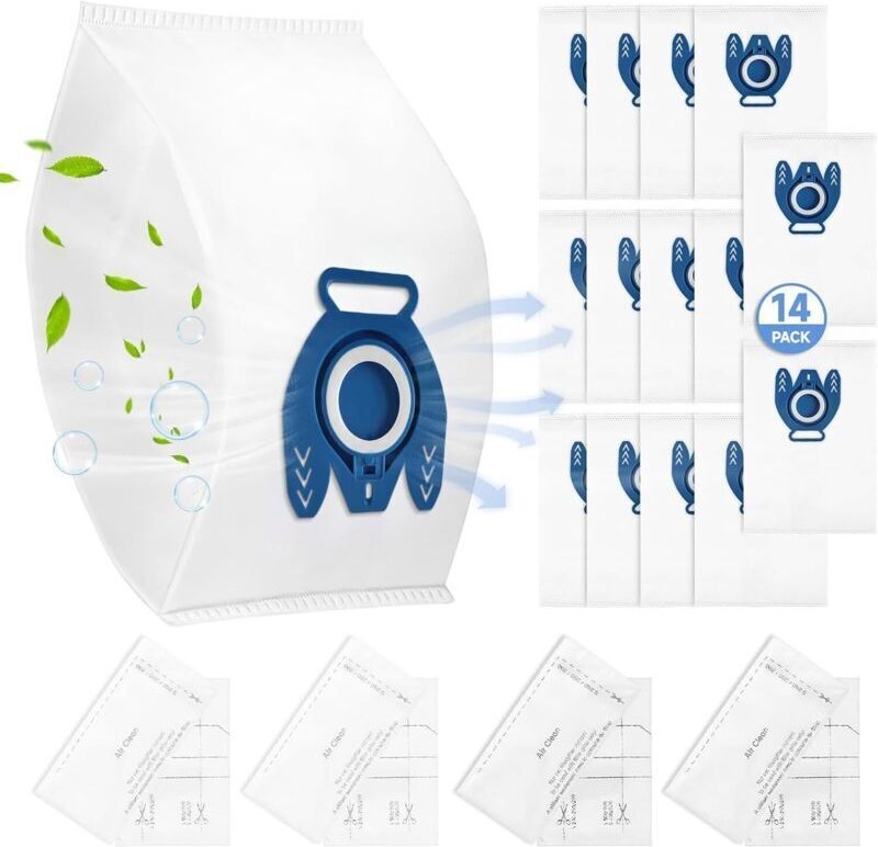 Packung mit 14 GN-Ersatzstaubbeuteln, kompatibel mit den Staubsaugern Miele Hoover Classic C1, Complete C2 C3, S227 S240...